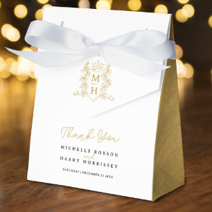 Monogram Kronen Wappen Weißgold Dank Hochzeit Geschenkschachtel