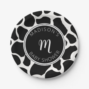 Monogram Kuh Print Baby Shower Paper Plakat Pappteller