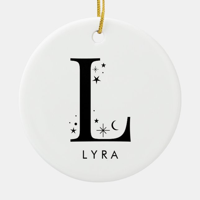 Monogram L Celestie Name Keramik Ornament (Vorne)