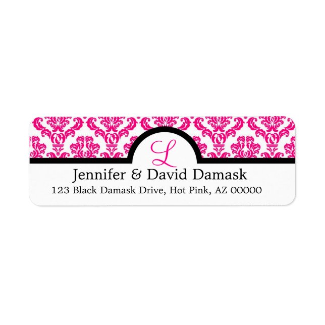 Monogram L Hot Pink Wedding Damask (Vorne)