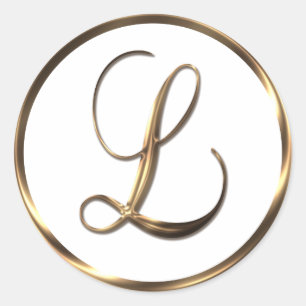 Monogram L Imitats Bronze Runder Aufkleber