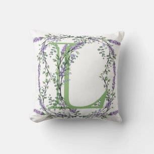 Monogram L Lavender Eucalyptus Kissen