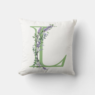 Monogram L Lavender Eucalyptus Kissen