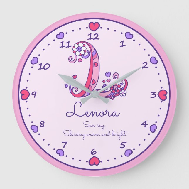Monogram L Lenora Herzname bedeutet Uhr (Vorderseite)