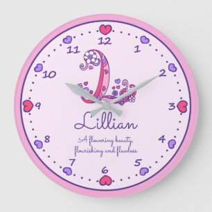 Monogram L Lillian Herzname bedeutet Uhr