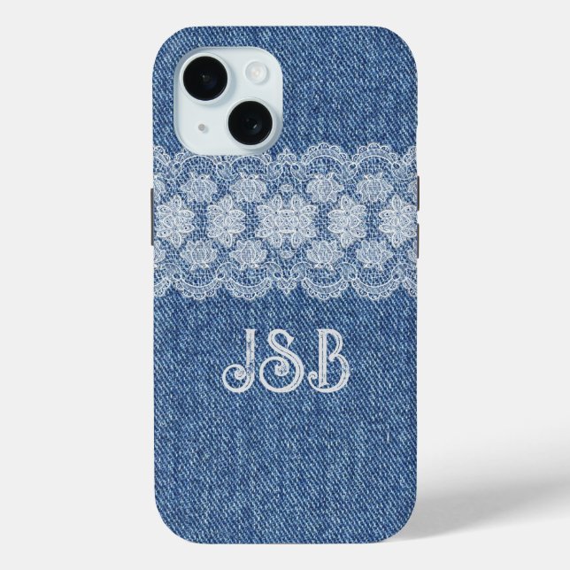 Monogram Lace Denim iPhone / coque ipad (Verso)