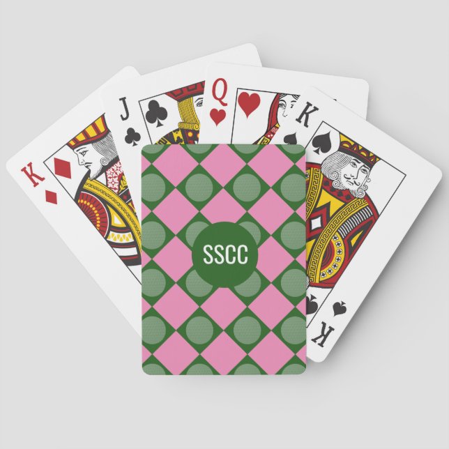 Monogram Lady Golfer Playing Cards Spielkarten (Rückseite)
