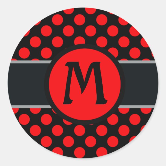 Monogram lady Polka dot - Benutzerdefinierte Hinte Runder Aufkleber (Vorderseite)
