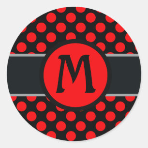 Monogram lady Polka dot - Benutzerdefinierte Hinte Runder Aufkleber
