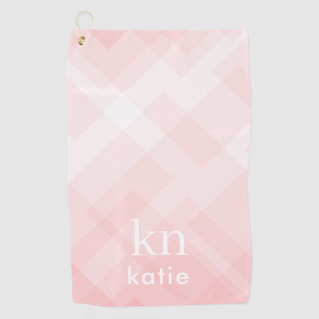 Monogram Ladys Pastel Pink Karierter Individuelle  Golfhandtuch (Vorderseite)