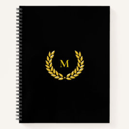 Monogram & Laurel auf Black Notebook Notizbuch