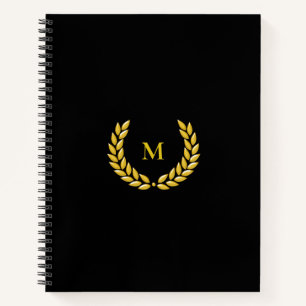 Monogram & Laurel auf Black Notebook Notizbuch