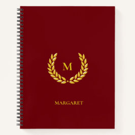 Monogram & Laurel auf Maroon Notizbuch
