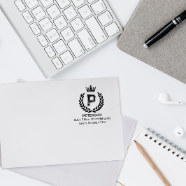 Monogram Laurel Crown, Custom Rücksendeadresse Gummistempel