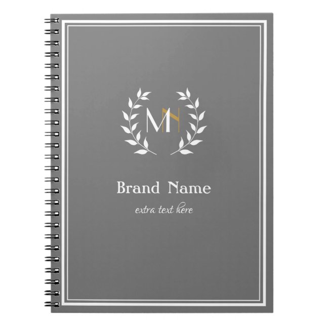 Monogram Laurel Wreath Graath Notebook Notizblock (Vorderseite)