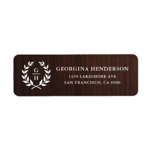 Monogram Laurel Wreath Rustic Wood Pattern