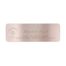 Monogram Laurel Wreath Silver Blush Rücksendeadres