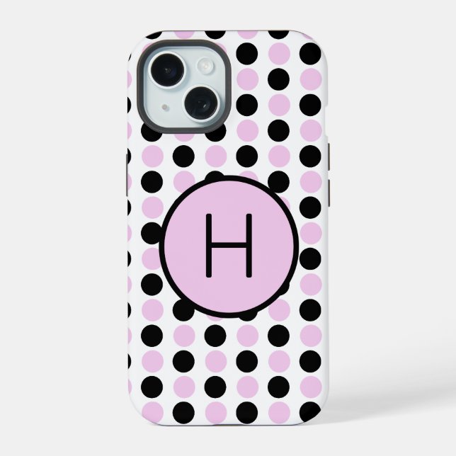 Monogram Lavendel und Schwarz  iPhone 15 Hülle (Rückseite)