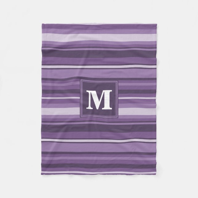 Monogram Lavendelstreifen Fleecedecke (Vorderseite)