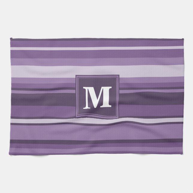 Monogram Lavendelstreifen Handtuch (Horizontal)