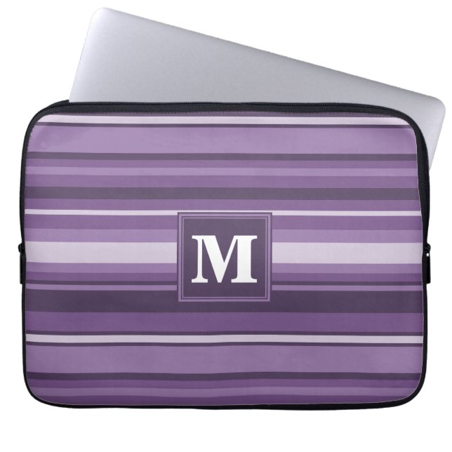 Monogram Lavendelstreifen Laptopschutzhülle (Vorderseite)