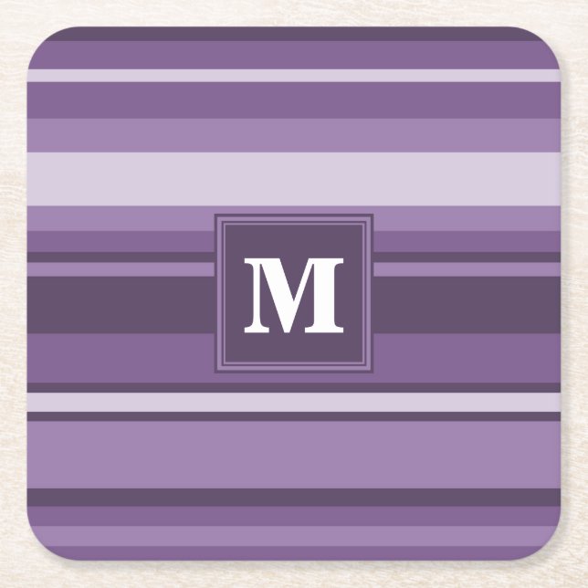 Monogram Lavendelstreifen Rechteckiger Pappuntersetzer (Vorderseite)
