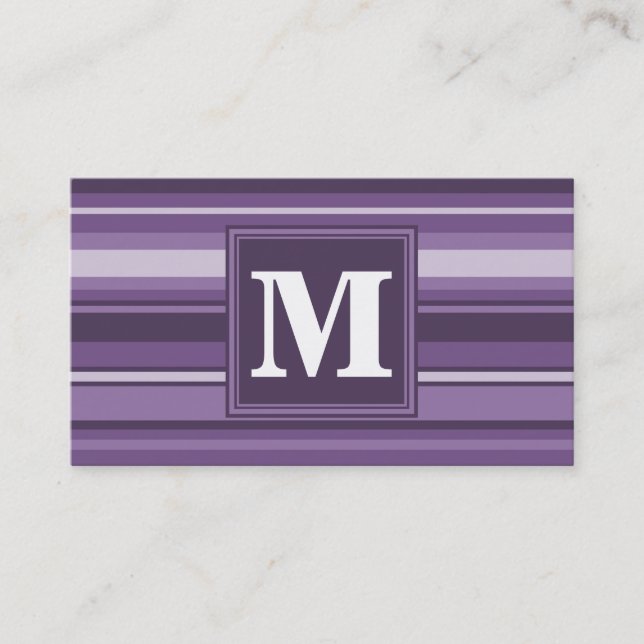 Monogram Lavendelstreifen Visitenkarte (Vorderseite)