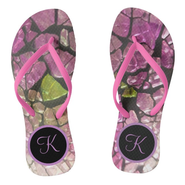Monogram Lavender Mosaic Flip Flops (Fußbett)