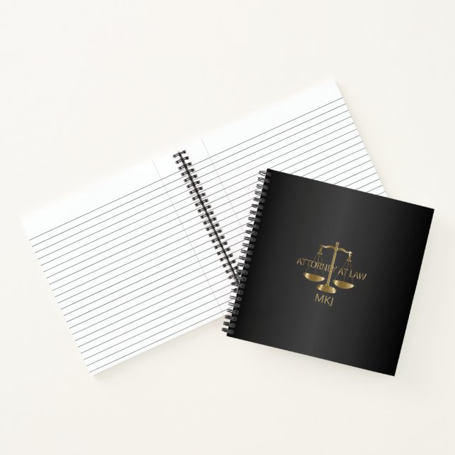Monogram Lawyer - Schwarz und Gold Notizbuch (Innenseite)