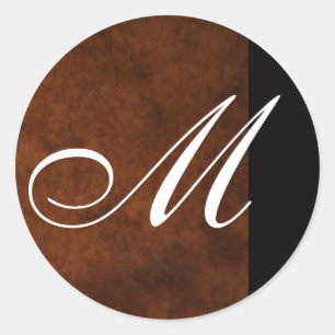 Monogram Leder-Hochzeitsticker-Siegel Runder Aufkleber