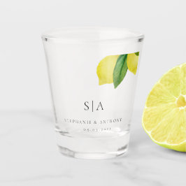 Monogram Lemon Citrus Branch Greenerity Wedding Schnapsglas