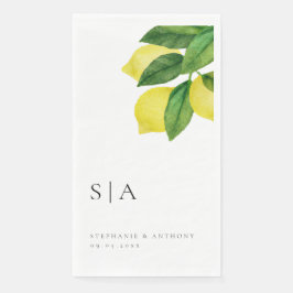 Monogram Lemon Citrus Branch Greenerity Wedding Serviette