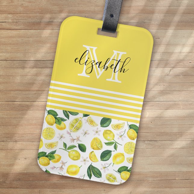 Monogram Lemon Citrus Muster Gepäckanhänger (Von Creator hochgeladen)