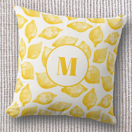 Monogram Lemon Muster Kissen