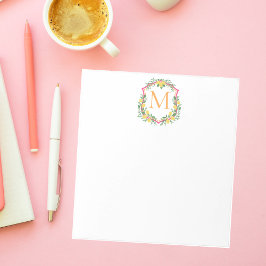 Monogram Lemon Wappen, Pink & Orange Custom Notizblock