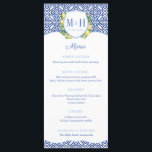 Monogram Lemons Blue Tiles Polterabend Party Menükarte<br><div class="desc">Mediterran inspiriert Menükarte,  um meine Einladungen und Schreibwaren in der gleichen Reihe zu erfüllen.</div>