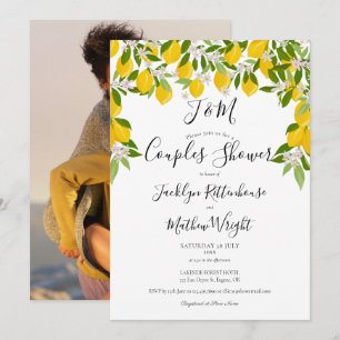 Monogram Lemons Wedding Couples Duschkabine Foto Einladung