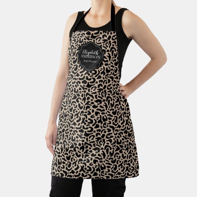 Monogram Leopard Pattern Hair Salon Apron Schürze (InSitu)
