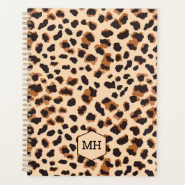 Monogram Leopard Print Brown Black Animal Weekly Planer