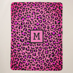 Monogram Leopard Print Initial Elegant Animal Pink Sherpadecke