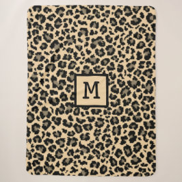 Monogram Leopard Print Initial Elegant Animal Sherpadecke