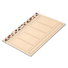 Monogram Leopard Print Modern Brown Black Animal Notizblock
