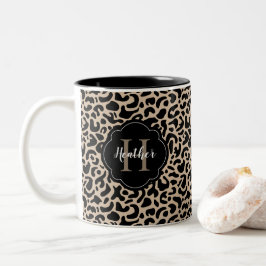 Monogram Leopard Print Zweifarbige Tasse