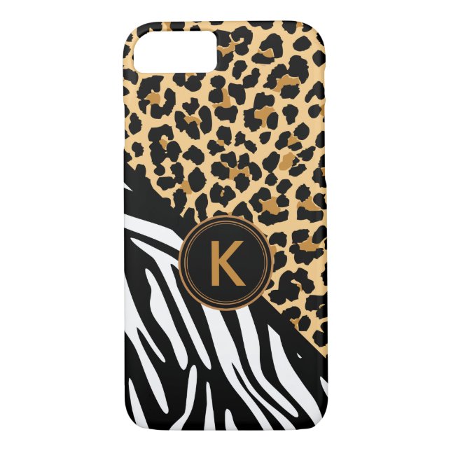 Monogram Leopard Zebra Imprimer coque iphone (Dos)