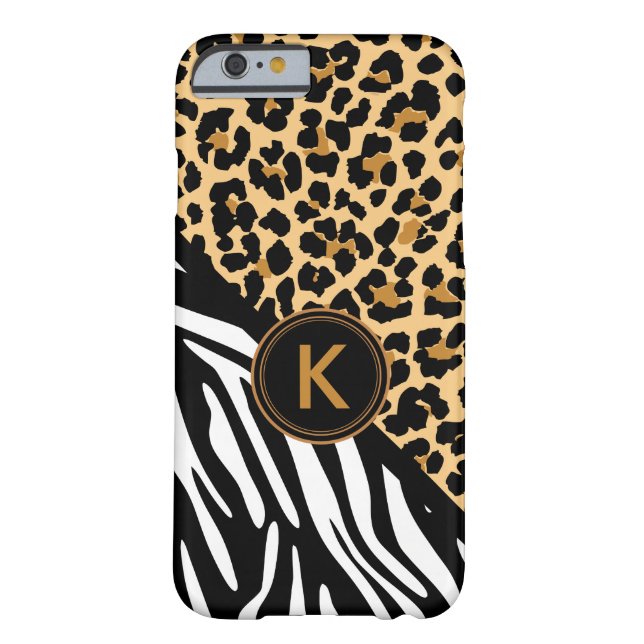 Monogram Leopard Zebra Print iPhone Case (Rückseite)