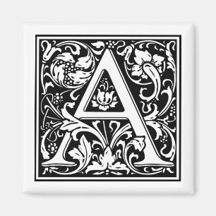Monogram Letter A William Morris Style Magnet