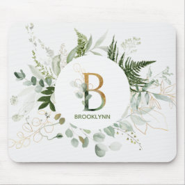 Monogram Letter B Fern & Succulent Mouse Pad Mousepad