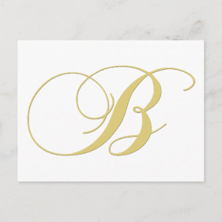 Monogram Letter B Golden Single Postkarte