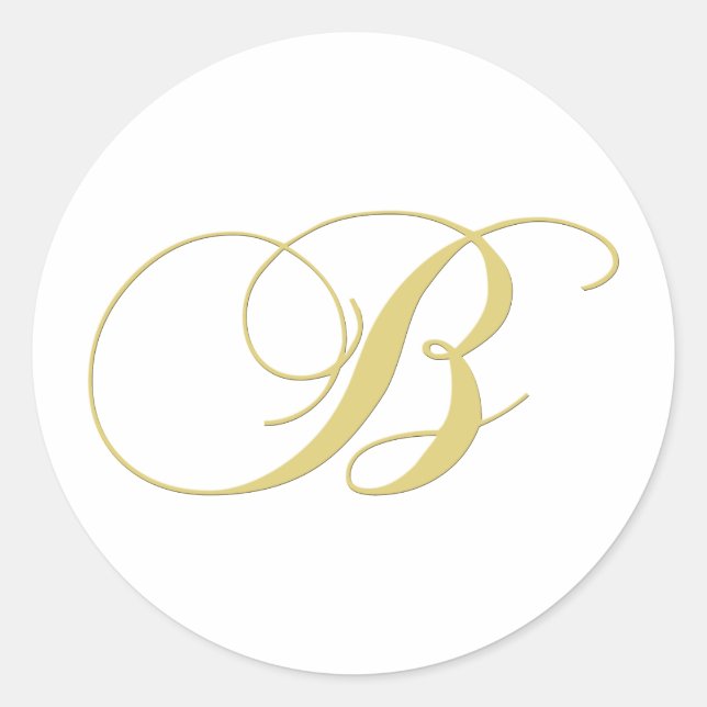 Monogram Letter B Golden Single Runder Aufkleber (Vorderseite)