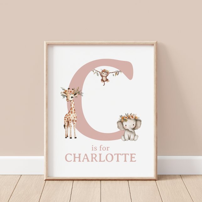 Monogram Letter C Boho Safari Animal Kinderzimmer  Poster (Von Creator hochgeladen)